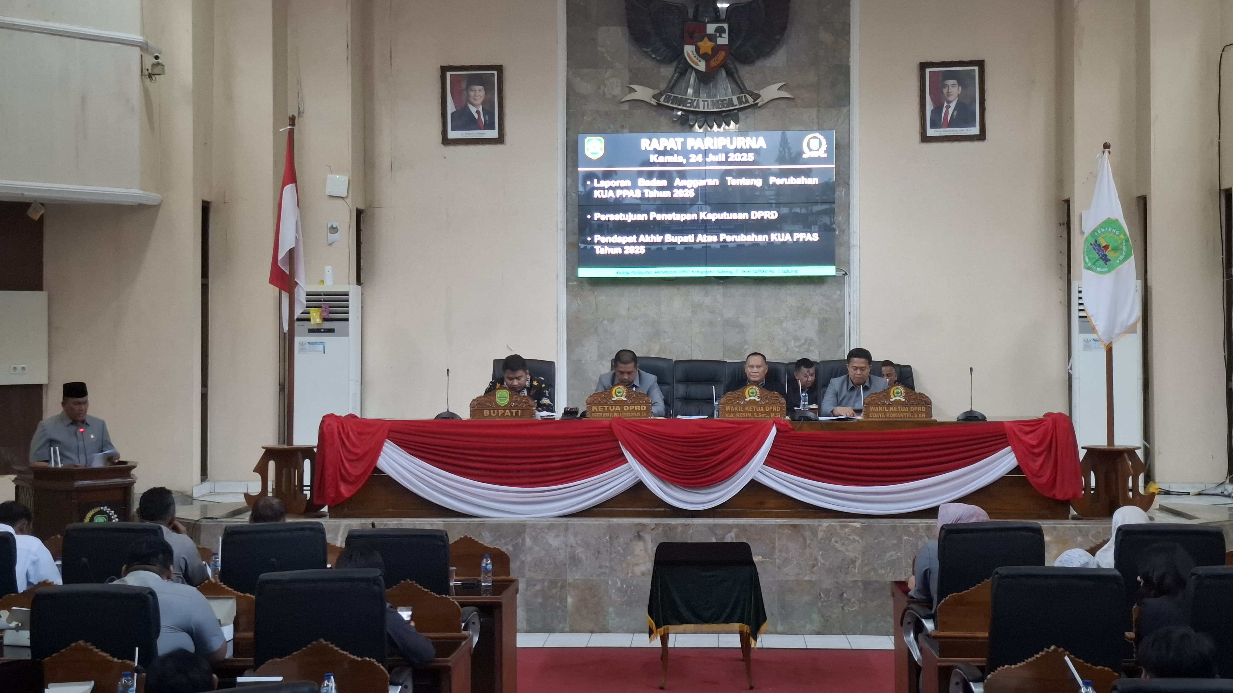 Rapat Paripurna DPRD Subang, Bahas Penetapan KUA - PPAS 2025
